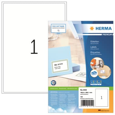 Herma Etikett PREMIUM 199,6x289,1mm A4 ws 100 St.