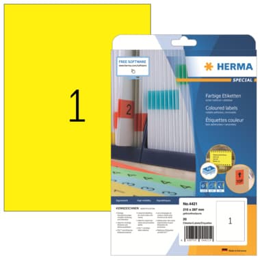 Herma Etikett SPECIAL 210x297mm gelb 20 St./Pack.