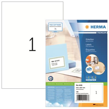 Herma Etikett PREMIUM 210x297mm weiß 100 St./Pack.