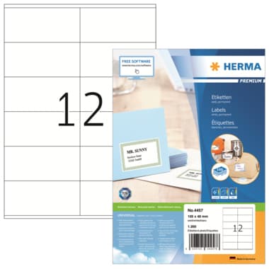 Herma Etikett PREMIUM 105x48mm weiß 1.200 St./Pack.