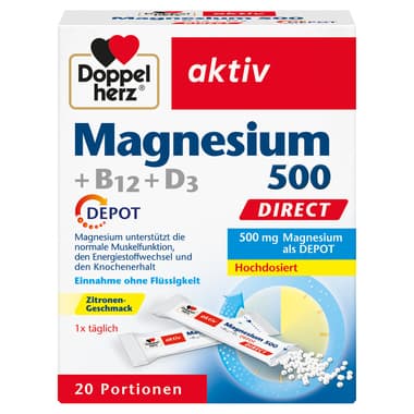 Doppelherz Magnesium 500 +B12 +D3 Depot direct 20St
