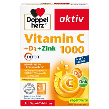Doppelherz Vitamin C 1000 +D3 +Zink Depot 30St