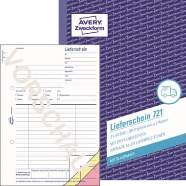 Avery Zweckf. Lieferschein DIN A5 3x50Blatt