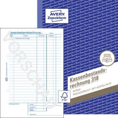 Avery Zweckf. Kassenbericht DIN A5 50Blatt
