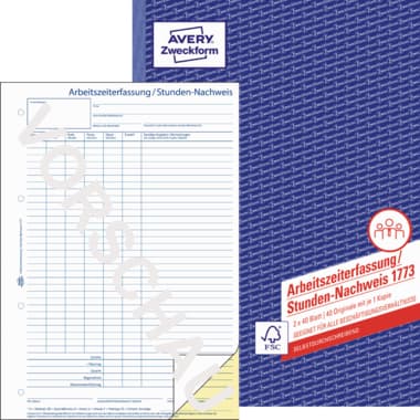 Avery Zweckf. Stundennachweis A4 2x40Blatt
