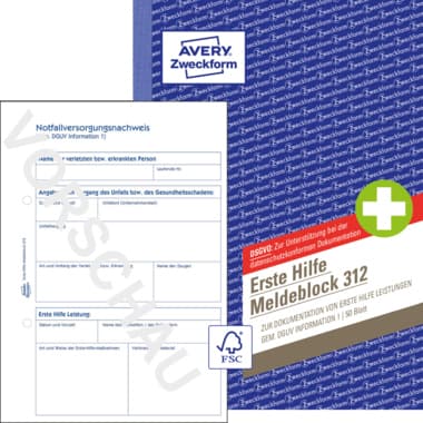 Avery Zweckform Meldeblock Erste Hilfe A5 50 Blatt