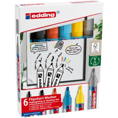 edding Flipchartmarker Set sort 6St