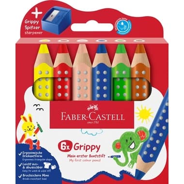 Faber-Castell Buntstiftset Grippy sort 6ST +Spitzer