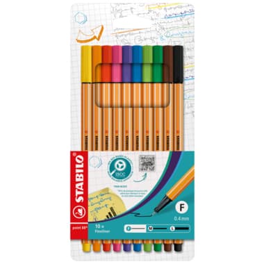Stabilo Fineliner point EO 0,4mm farbig sort 10 St.