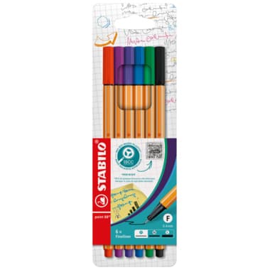 Stabilo Fineliner point EO 0,4mm farbig sort 6 St.