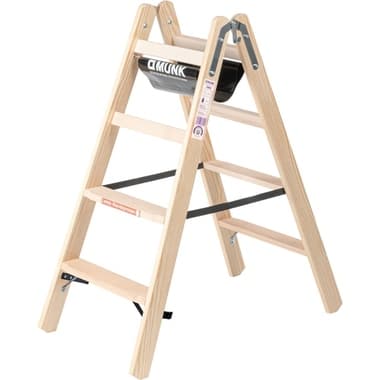 Munk Stehleiter Holz beidseitig 2x4Stufen