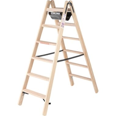 Munk Stehleiter Holz beidseitig 2x6Stufen