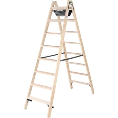 Munk Stehleiter Holz beidseitig 2x8Stufen
