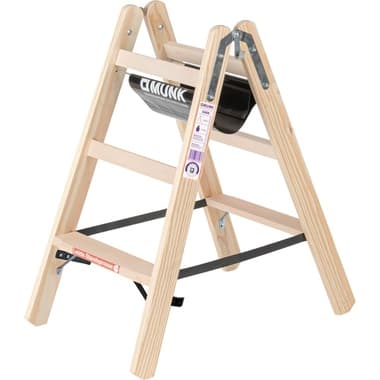 Munk Stehleiter Holz beidseitig 2x3Stufen