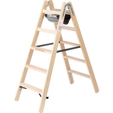 Munk Stehleiter Holz beidseitig 2x5Stufen