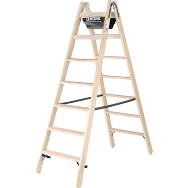 Munk Stehleiter Holz beidseitig 2x7Stufen