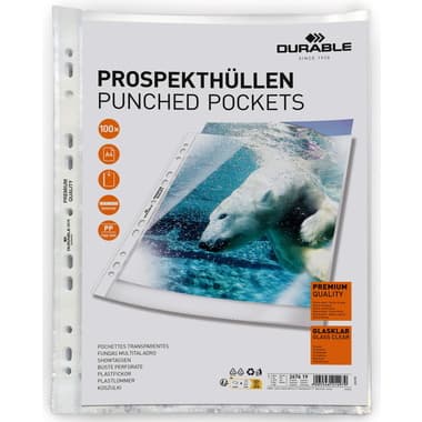 Durable Prospekthülle A4 80my tr 100St