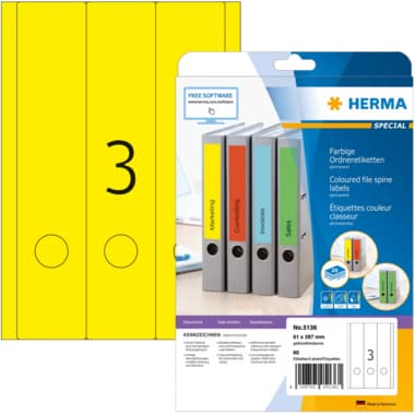 Herma Ordneretikett 61x297mm gelb 60 St.Pack.