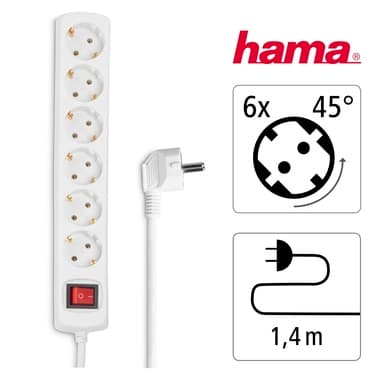 Hama Steckdosen-Leiste 6fach +Schalter 1,4m ws