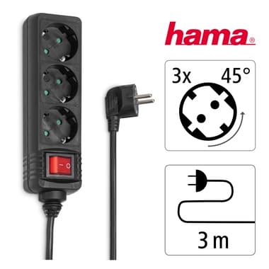 Hama Steckdosenleiste 3fach Schalter 3m sw