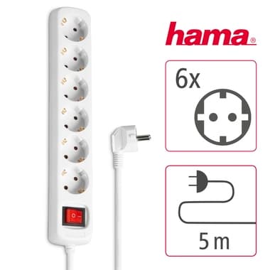 Hama Steckdosen-Leiste 6fach Schalter 5m ws