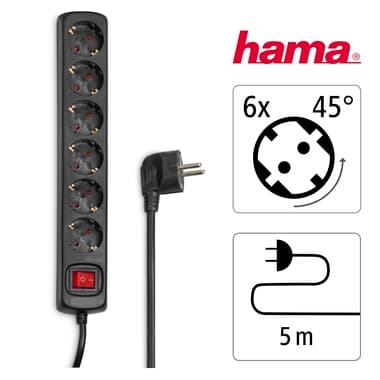 Hama Steckdosen-Leiste 6fach Schalter 5m sw
