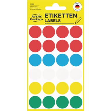 Avery Markierungspunkt 18mm farb sort 96St