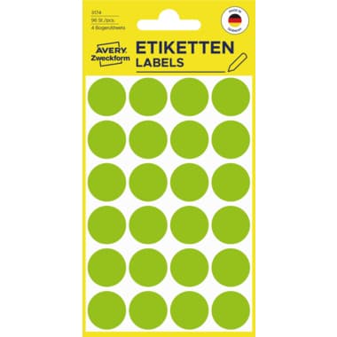 Avery Markierungspunkt 18mm leuchtgrün 96St