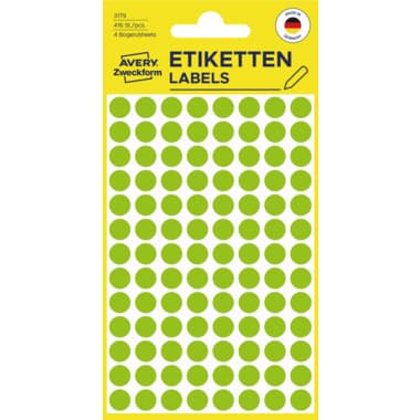 Avery Markierungspunkt 8mm leuchtgrün 416St