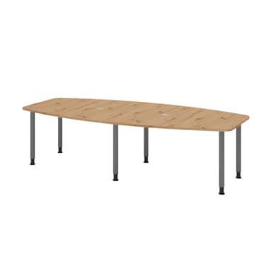 Hammerbacher Konferenztisch 280cm 6RRFüße a.ei/gr