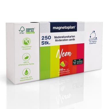magnetoplan ModKarte Neon Rechteck 200x100 sort 250St