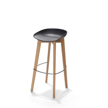 FEROS Barstuhl Keeve niedrig stapelbar Holz grau 4St