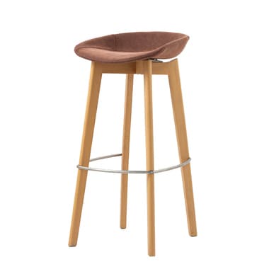 FEROS Barstuhl Keeve Polster niedrig Holz braun-rot 4St