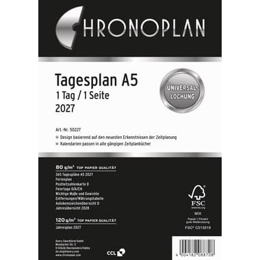 Chronoplan Tagesplan 2027 A5 148,5x210mm 1T/1S