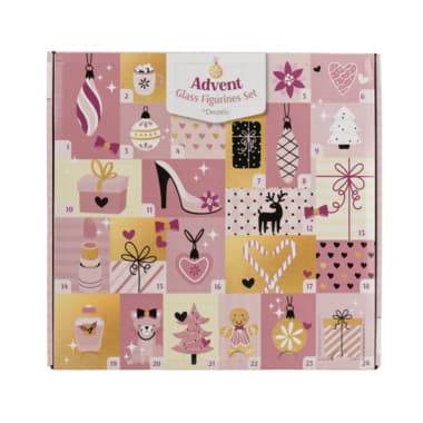 Decoris Adventskalender Figuren 3,5x2,5x5cm Glas sort
