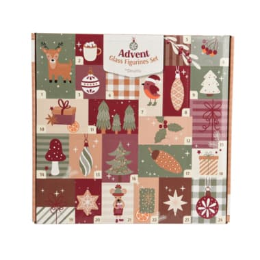 Decoris Adventskalender Figuren 3,5x2,5x5cm Glas sort