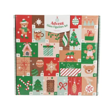 Decoris Adventskalender Figuren 3,5x2,5x5cm Glas sort