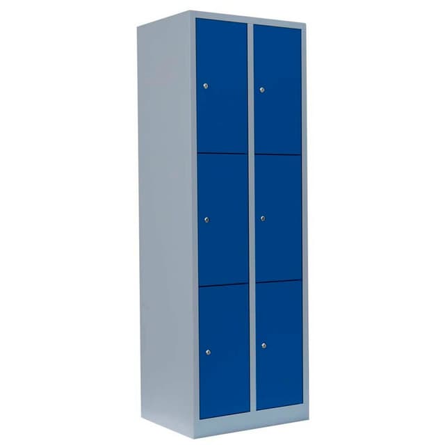 LÜLLMANN Schließfachschrank enzianblau, lichtgrau 520321, 6 Schließfächer 60,0 x 50,0 x 180,0 cm
